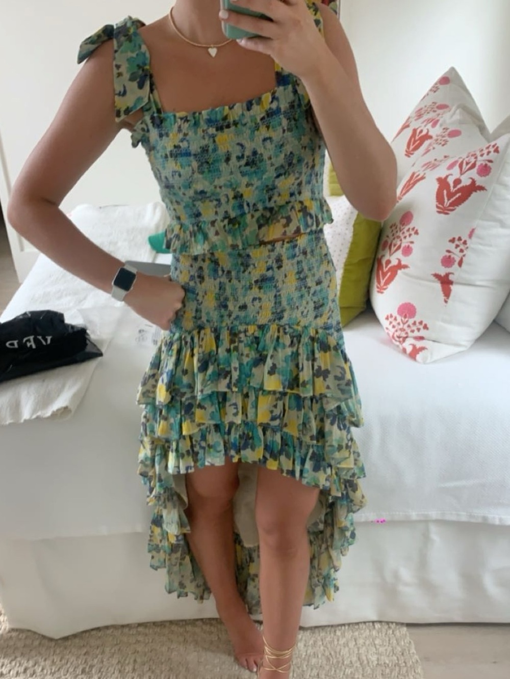 LoveShackFancy Strapless High-Low Ruffle Set - Picture 2 of 4